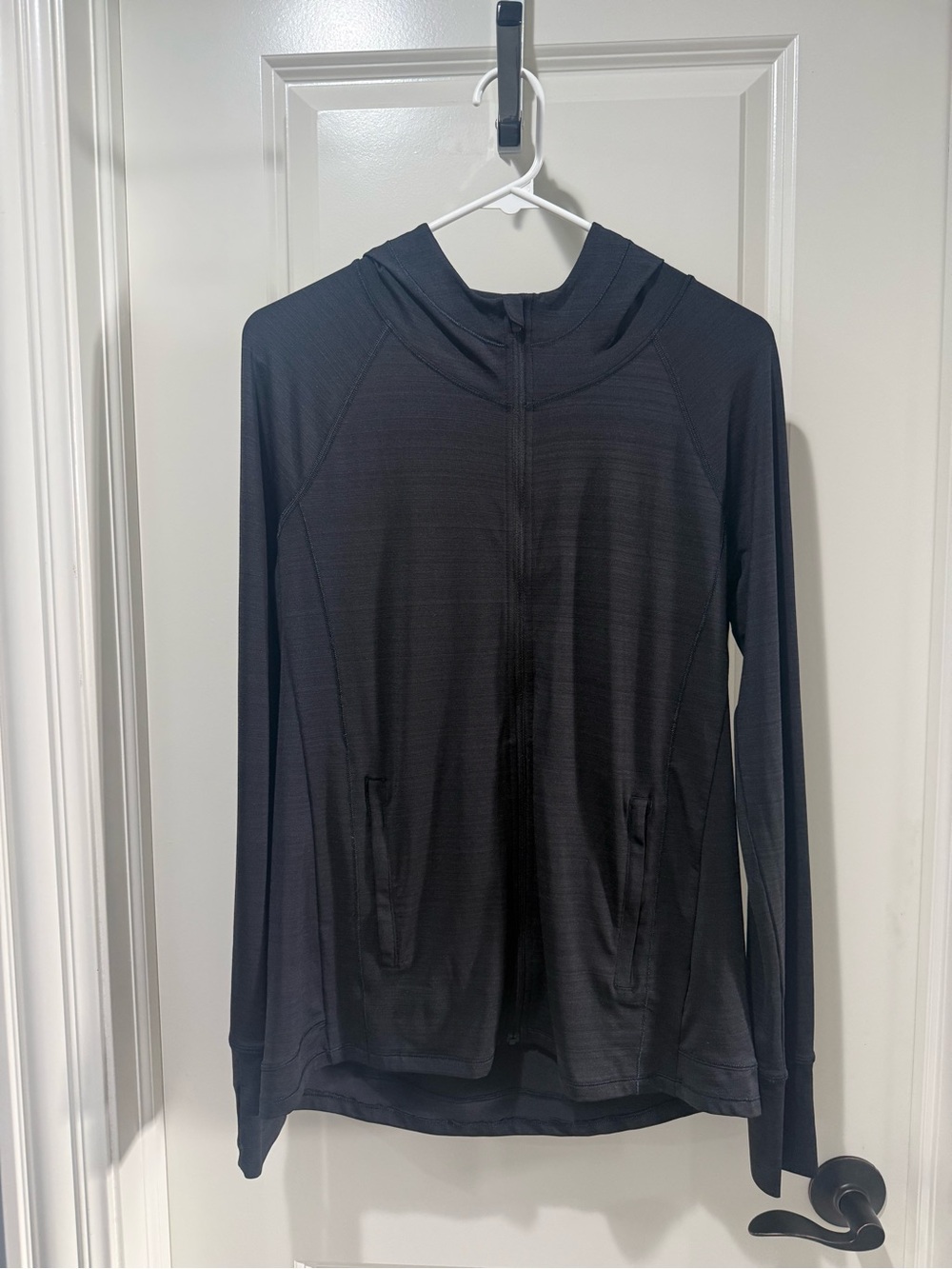 Athleta Pacifica Relaxed Fit Black UPF Hooded Zip-Up Jacket